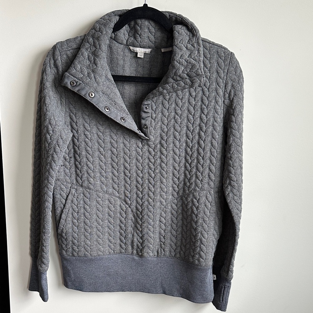 Royal Robbins Gray Textured Women's Pullover Snap Button Sweater